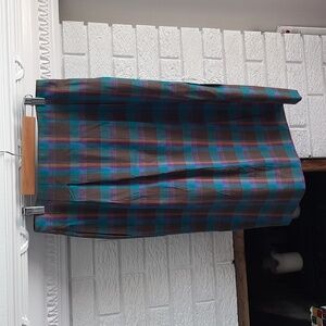 NWT Vintage Womens Tailored Plaid Midi Pencil Skirt With Pockets Size M Academia